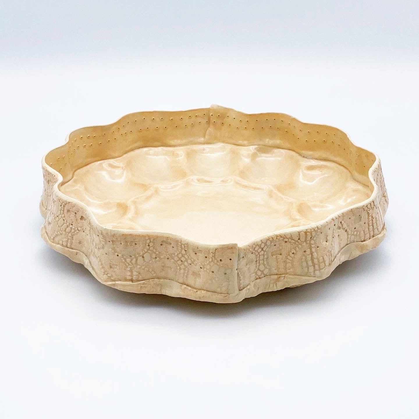 Fancy Egg Dish with Lace Texture